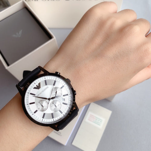  Shop Authentic Emporio Armani Chronograph Quartz Silver Dial Black Rubber Strap Watch For Men - AR11048 - Luxxuri