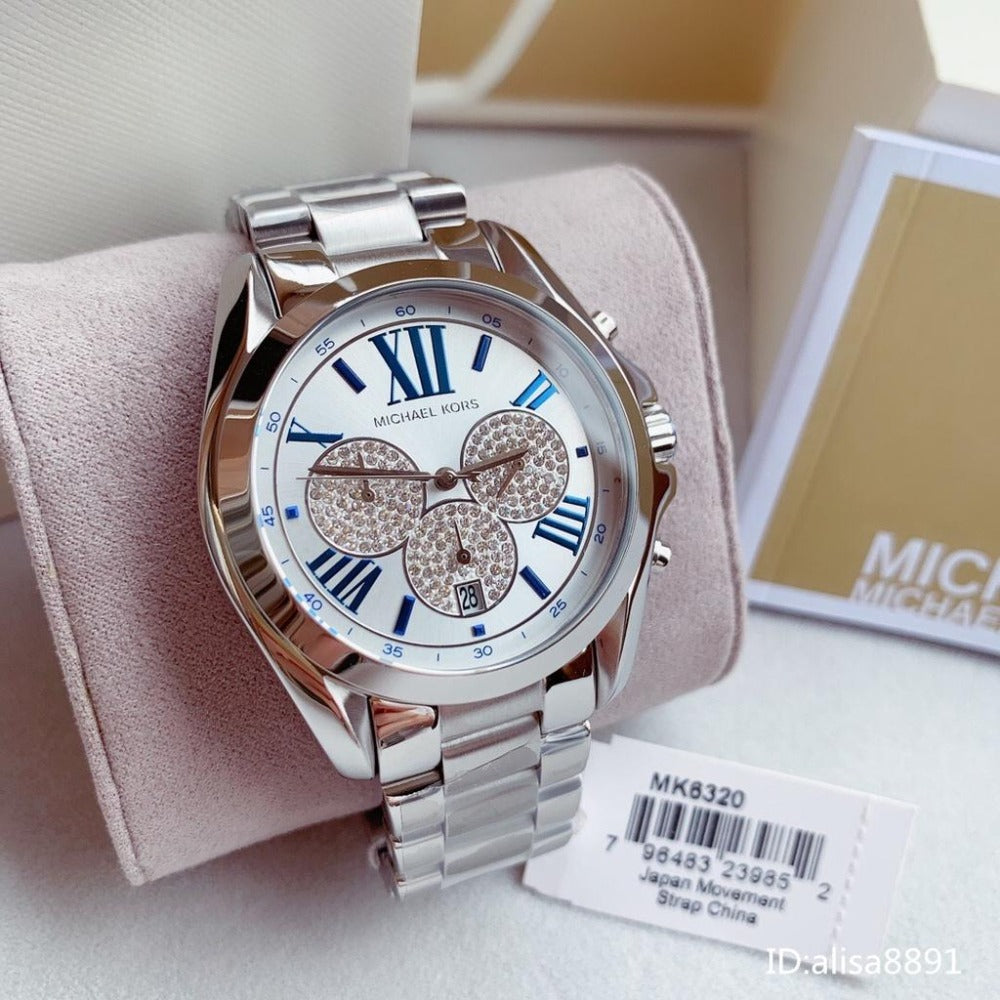  Shop Authentic Michael Kors Bradshaw Quartz Silver Dial Silver Steel Strap Watch For Women - MK6320 - Luxxuri
