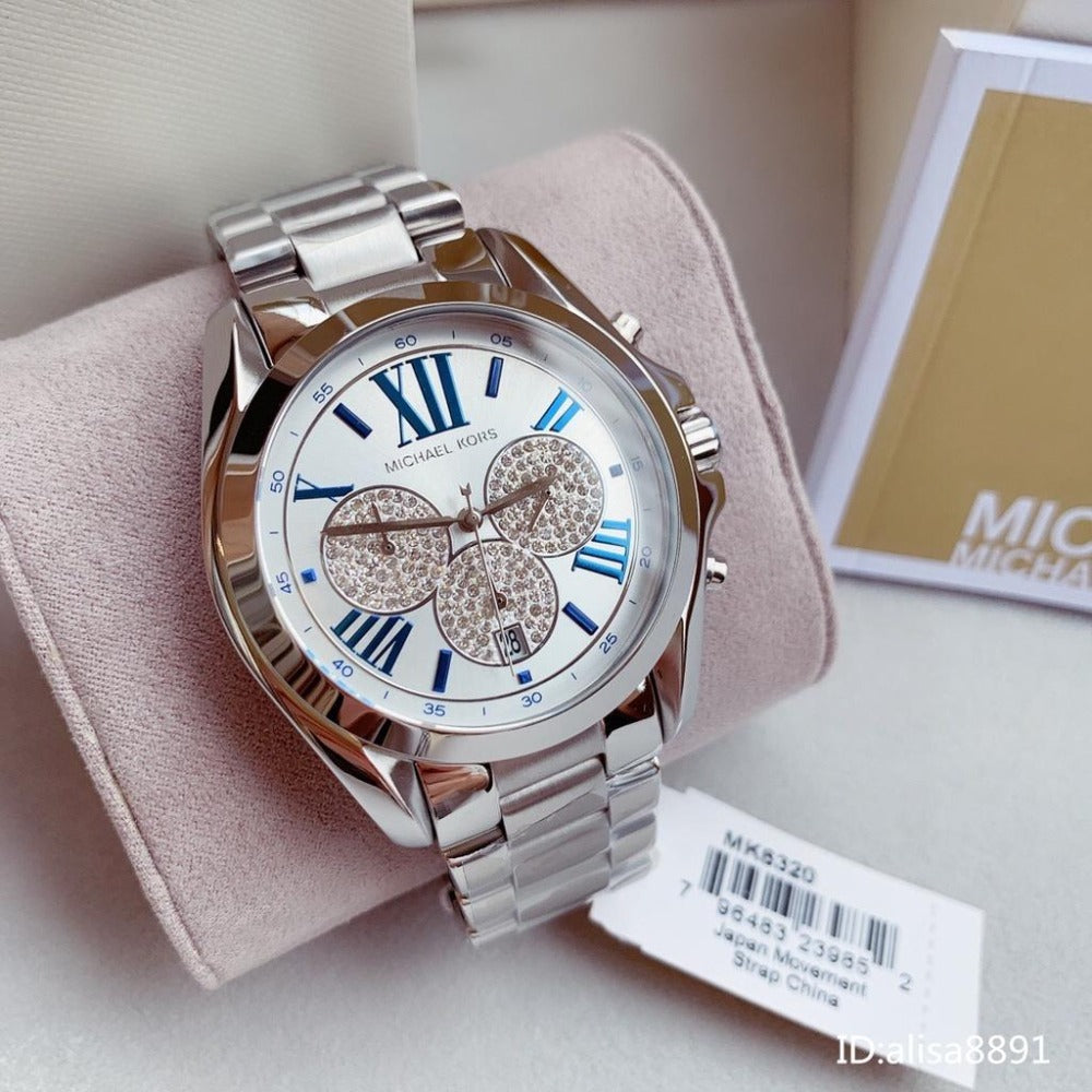  Shop Authentic Michael Kors Bradshaw Quartz Silver Dial Silver Steel Strap Watch For Women - MK6320 - Luxxuri