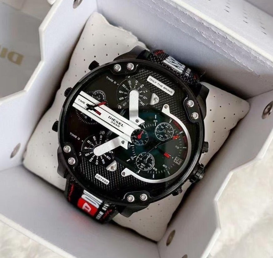  Shop Authentic Diesel Mr. Daddy 2.0 Quartz Black Dial Black Nylon Strap Watch For Men - DZ7433 - Luxxuri