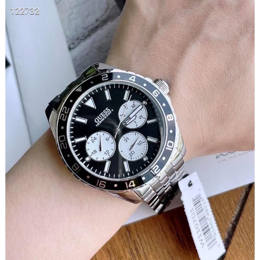  Shop Authentic Guess Odyssey Black Dial Silver Steel Strap Watch For Men - W1107G1 - Luxxuri
