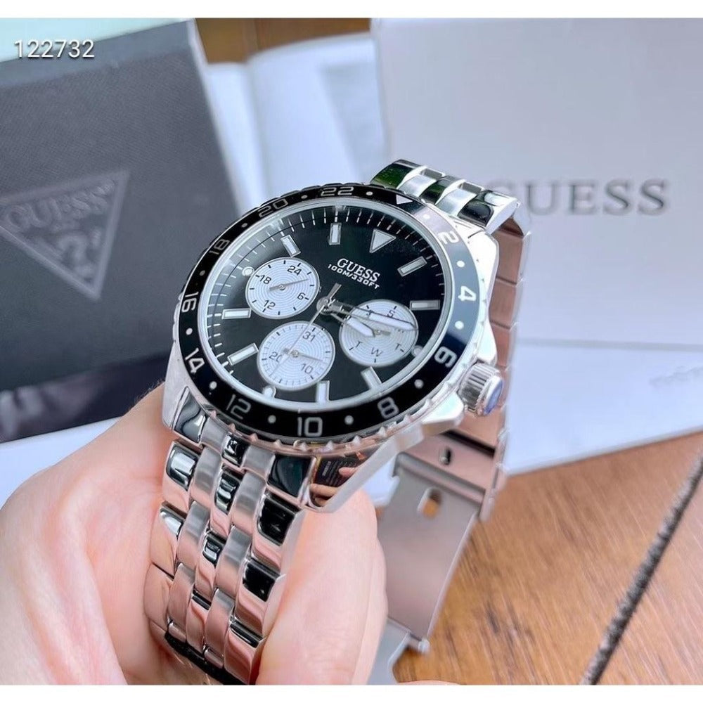  Shop Authentic Guess Odyssey Black Dial Silver Steel Strap Watch For Men - W1107G1 - Luxxuri