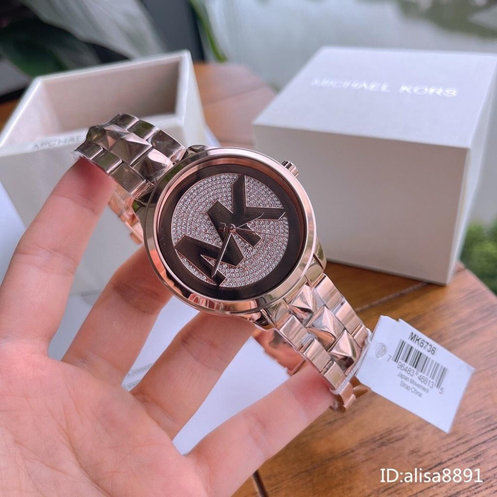  Shop Authentic Michael Kors Runway Mercer Quartz Rose Gold Dial Rose Gold Steel Strap Watch For Women - MK6736 - Luxxuri