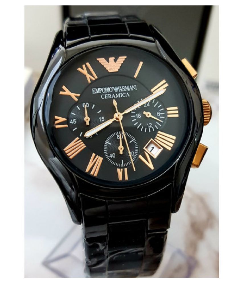  Shop Authentic Emporio Armani Valente Ceramica Chronograph Black Dial Black Steel Strap Watch For Men - AR1410 - Luxxuri