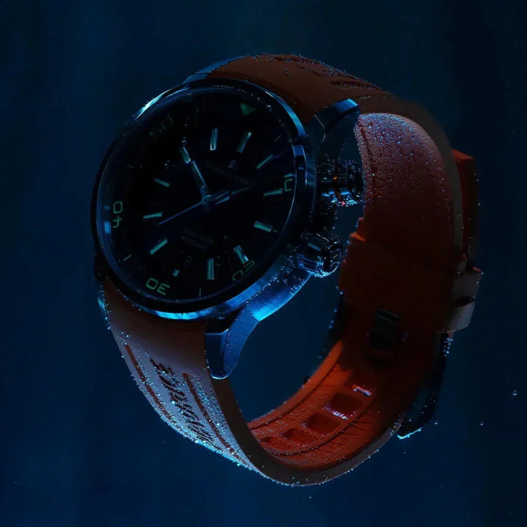  Shop Authentic Maurice Lacroix Pontos S Diver Black Dial Orange Rubber Strap Watch For Men - PT6248-SS00L-330-J - Luxxuri
