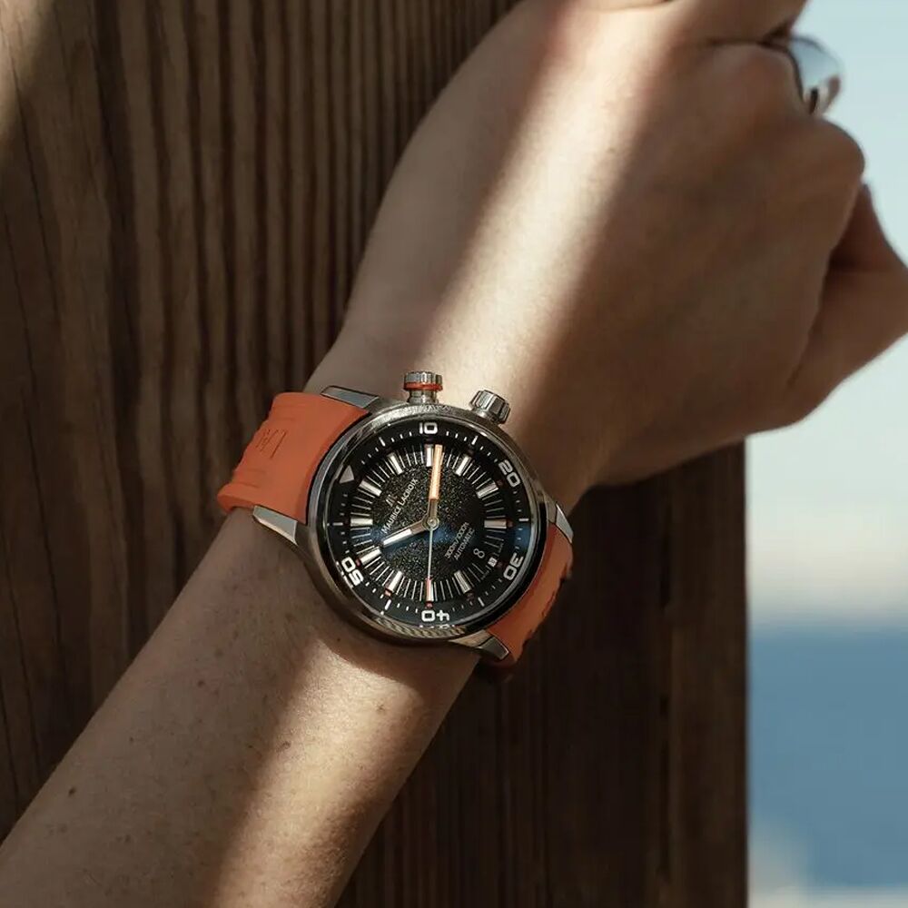  Shop Authentic Maurice Lacroix Pontos S Diver Black Dial Orange Rubber Strap Watch For Men - PT6248-SS00L-330-J - Luxxuri