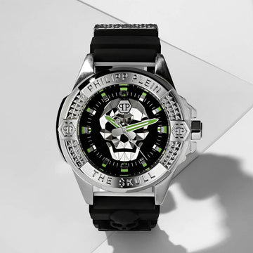 Philipp Plein The Skull Black Dial Black Silicone Strap Watch for Men - PWAAA0121