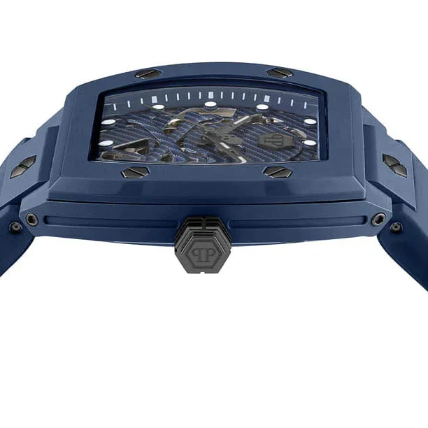 Philipp Plein The SKeleton Blue Dial Blue Silicone Strap Watch for Men - PWVBA0323