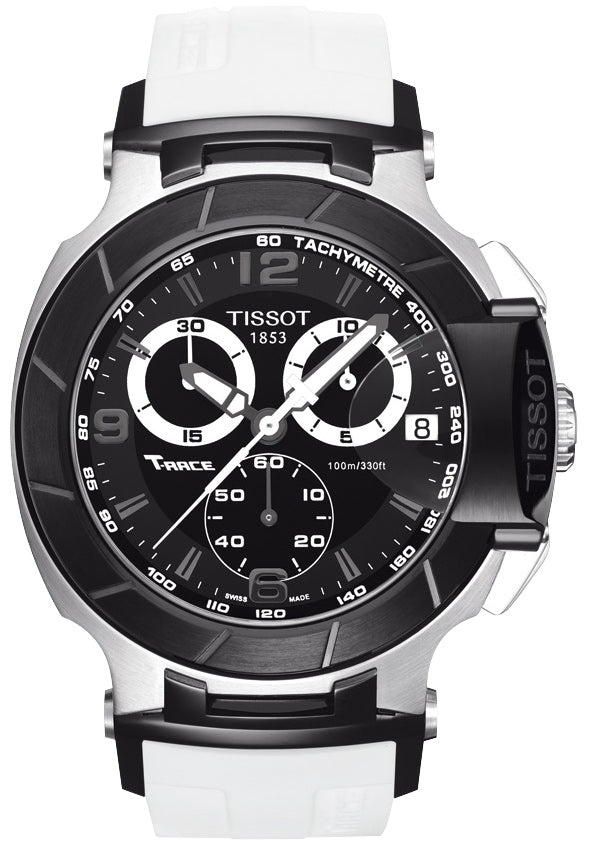  Shop Authentic Tissot T Race Chronograph Black Dial White Rubber Strap Watch for Men - T048.417.27.057.05 - Luxxuri