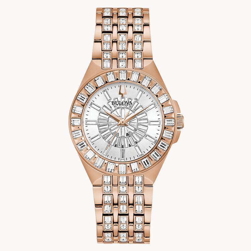  Shop Authentic Bulova Phantom White Dial with Swarovski Baguettes Rose Gold Steel Strap Watch for Women - 98L268 - Luxxuri