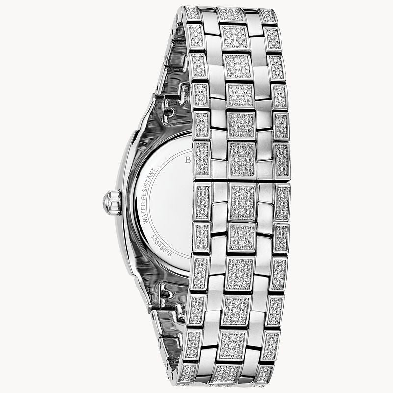  Shop Authentic Bulova Phantom Swarovski Crystal Pave Silver Dial Silver Steel Strap Watch for Men - 98B296 - Luxxuri