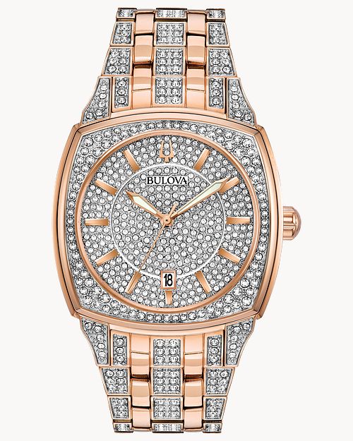  Shop Authentic Bulova Phantom Crystal Silver Dial Two Tone Steel Strap Watch for Men - 98B324 - Luxxuri
