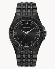  Shop Authentic Bulova Crystal Collection Phantom Black Dial Black Steel Strap Watch for Men - 98A240 - Luxxuri