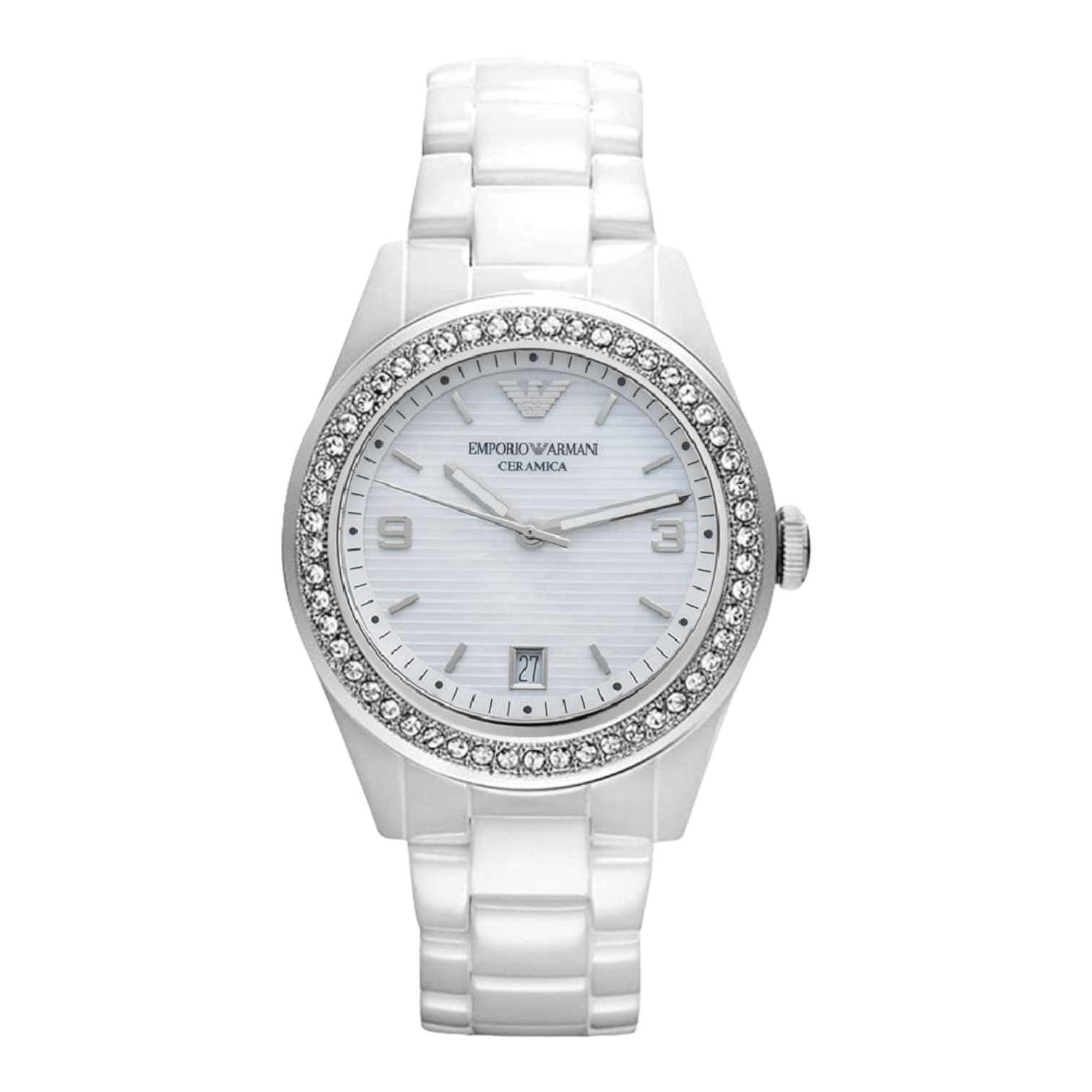  Shop Authentic Emporio Armani Ceramica White Mother of Pearl Dial Stainless Steel Strap Watch For Women - AR1426 - Luxxuri