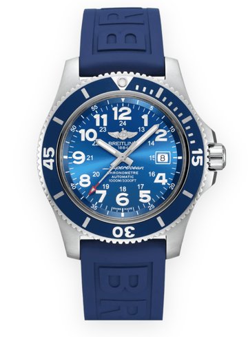  Shop Authentic Breitling Superocean II 44mm Blue Dial Blue Rubber Strap Watch for Men - A17392D8/C910/158S/A20SS.1 - Luxxuri
