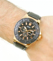 Shop Authentic Guess Force Analog Black Dial Black Leather Strap Watch For Men - W0674G6 - Luxxuri