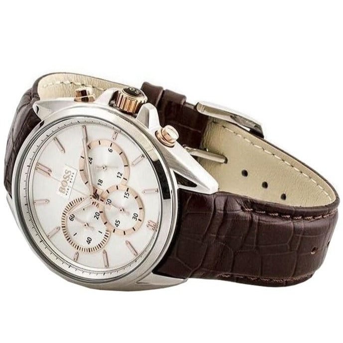  Shop Authentic Hugo Boss Driver Quartz Silver Dial Brown Leather Strap Watch For Men - HB1512881 - Luxxuri
