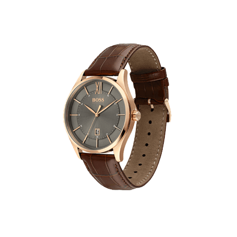  Shop Authentic Hugo Boss Ambassador Grey Dial Brown Leather Strap Watch for Men - 1513387 - Luxxuri