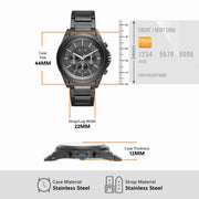  Shop Authentic Armani Exchange Drexler Chronograph Black Dial Black Steel Strap Watch For Men - AX2601 - Luxxuri
