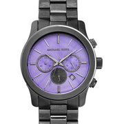  Shop Authentic Michael Kors Runway Chronograph Purple Dial Black Steel Strap Watch For Women - MK5954 - Luxxuri