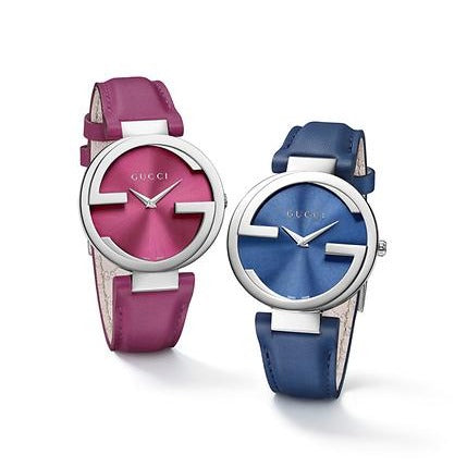  Shop Authentic Gucci Interlocking G Blue Dial Blue Leather Strap Watch For Women - YA133322 - Luxxuri