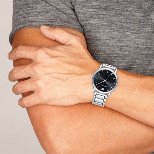  Shop Authentic Emporio Armani Luigi Quartz Black Dial Silver Steel Strap Watch For Men - AR2499 - Luxxuri