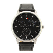  Shop Authentic Tommy Hilfiger Brad Chronograph Black Dial Black Leather Strap Watch For Men - 1710391 - Luxxuri