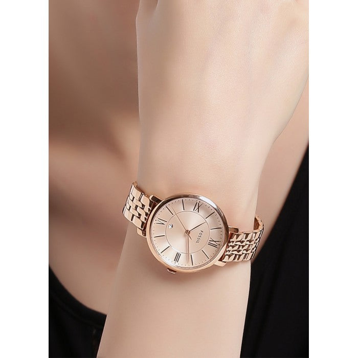  Shop Authentic Fossil Jacqueline Rose Gold Dial Rose Gold Steel Strap Watch for Women - ES3435 - Luxxuri