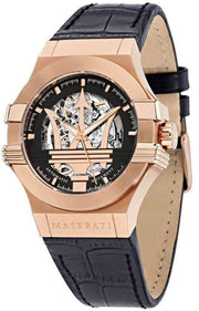  Shop Authentic Maserati Potenza Automatic Rose Gold Dial Black Leather Strap Watch For Men - R8821108002 - Luxxuri