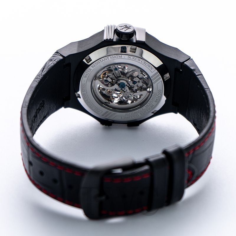  Shop Authentic Maserati Potenza Automatic Black Dial Black Leather Strap Watch For Men - R8821108008 - Luxxuri