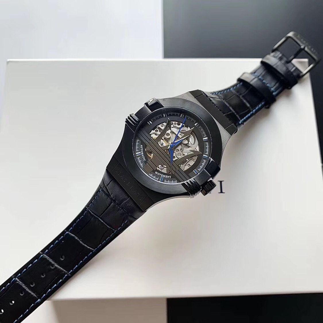  Shop Authentic Maserati Potenza Automatic Black Dial Black Leather Strap Watch For Men - R8821108009 - Luxxuri