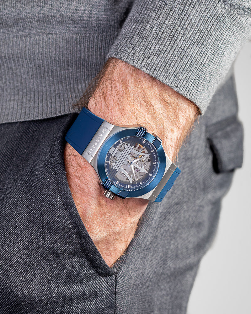  Shop Authentic Maserati Potenza 42mm Blue Dial Automatic Silicone Strap Watch For Men - R8821108028 - Luxxuri