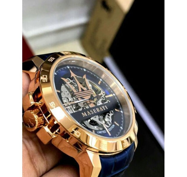  Shop Authentic Maserati Automatic Blue Dial Blue Leather Strap Watch For Men - R8821119005 - Luxxuri