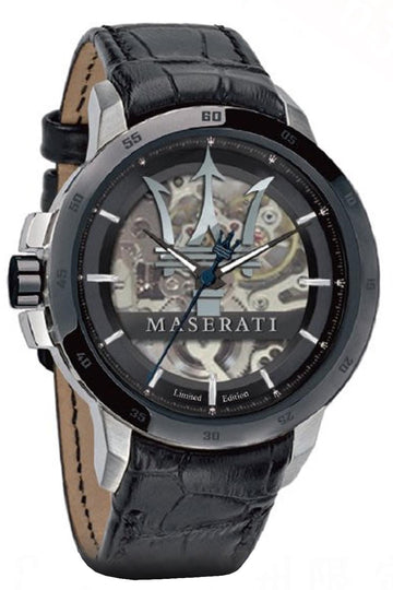  Shop Authentic Maserati Potenza Automatic Black Dial Black Leather Strap Stainless Steel Watch For Men - R8821119006 - Luxxuri