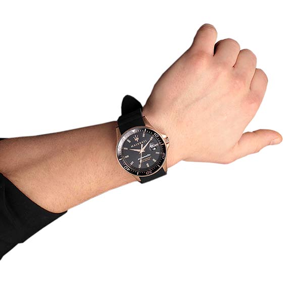  Shop Authentic Maserati SFIDA Automatic Black Dial Black Rubber Strap Watch For Men - R8821140001 - Luxxuri