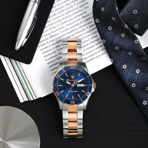  Shop Authentic Maserati Competizione Automatic Blue Dial Two Tone Steel Strap Watch For Men - R8823100001 - Luxxuri
