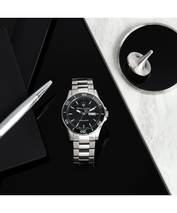  Shop Authentic Maserati Competizione Automatic Black Dial Silver Steel Strap Watch For Men - R8823100002 - Luxxuri