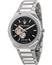  Shop Authentic Maserati Stile Skeleton Automatic Black Dial Silver Steel Strap Watch For Men - R8823142002 - Luxxuri