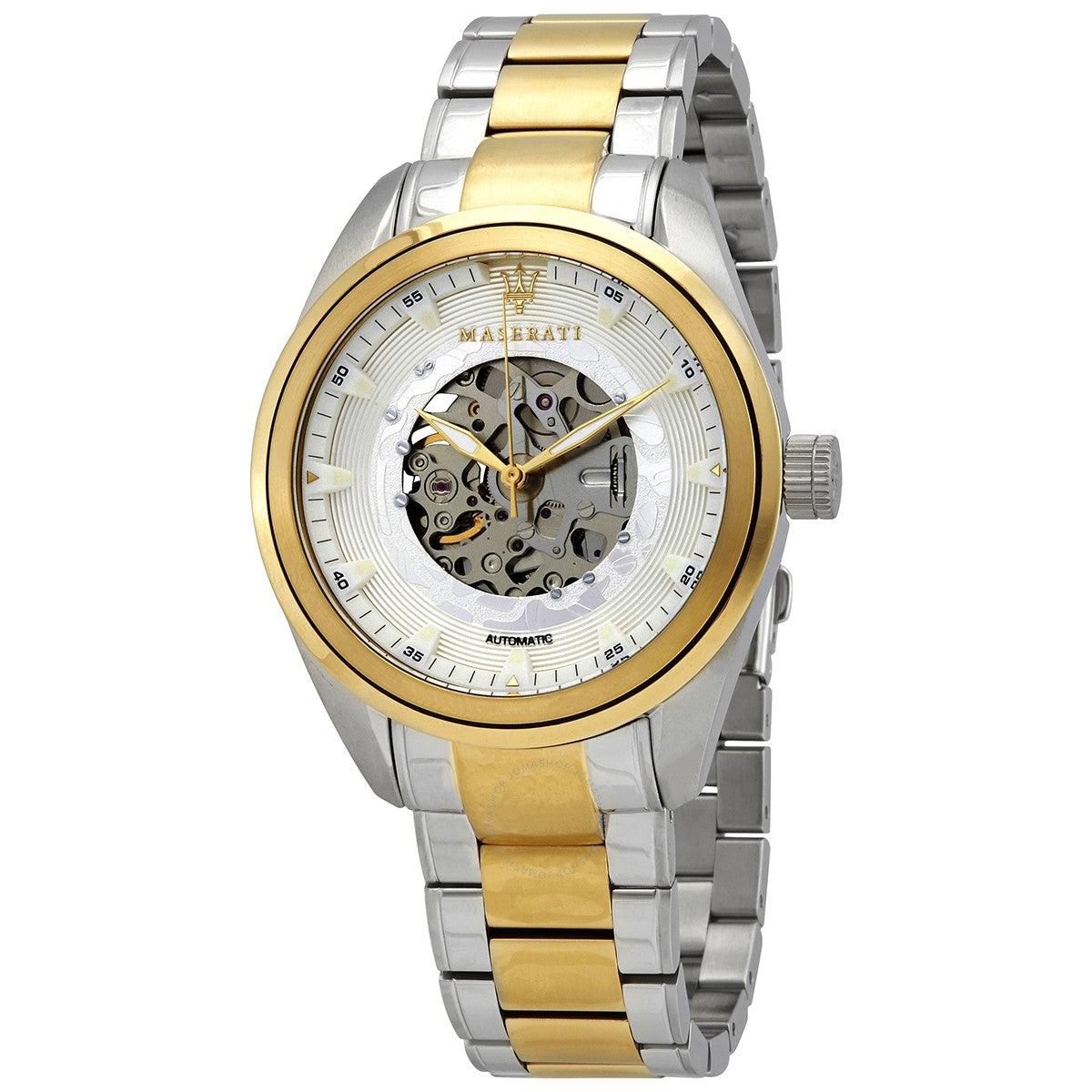 Shop Authentic Maserati Traguardo Automatic White Skeleton Dial Two Tone Steel Strap Watch For Men - R8823112003 - Luxxuri