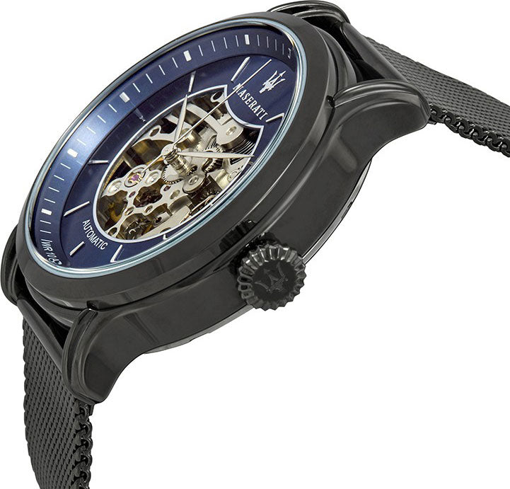  Shop Authentic Maserati Epoca Automatic Skeleton Blue Dial Mesh Bracelet Watch For Men - R8823118002 - Luxxuri