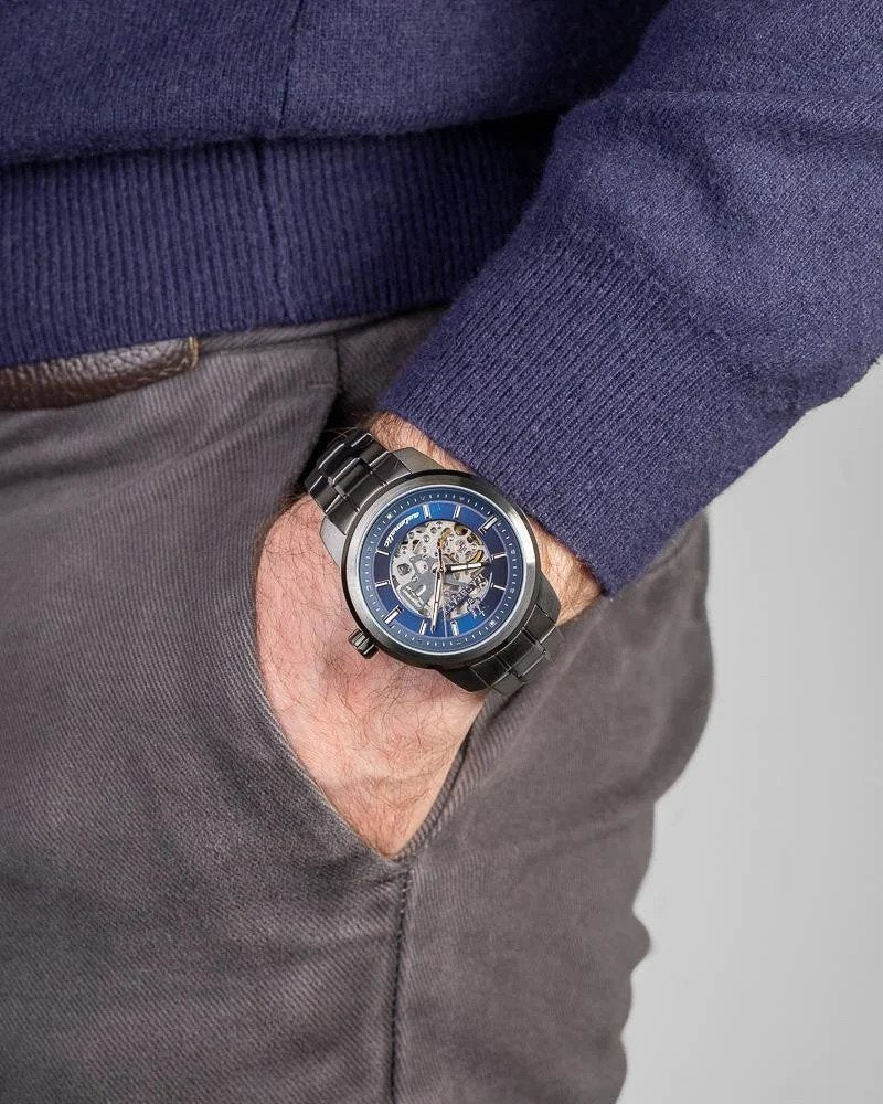  Shop Authentic Maserati Epoca Automatic Skeleton Blue Dial Mesh Bracelet Watch For Men - R8823118002 - Luxxuri