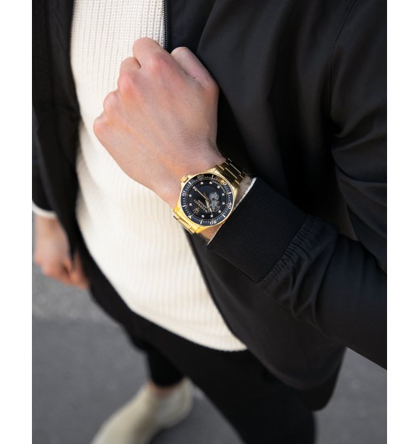  Shop Authentic Maserati SFIDA Black Dial Yellow Gold Toned Stainless Steel Watch For Men - R8823140003 - Luxxuri