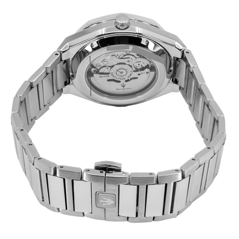  Shop Authentic Maserati Stile Skeleton Automatic Black Dial Silver Steel Strap Watch For Men - R8823142002 - Luxxuri