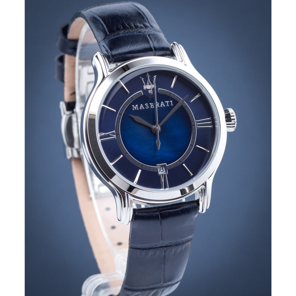  Shop Authentic Maserati Epoca Blue Dial Blue Leather Strap Watch For Women - R8851118502 - Luxxuri