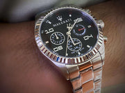  Shop Authentic Maserati Competizione Chronograph Black Dial Silver Steel Strap Watch For Men - R8853100012 - Luxxuri