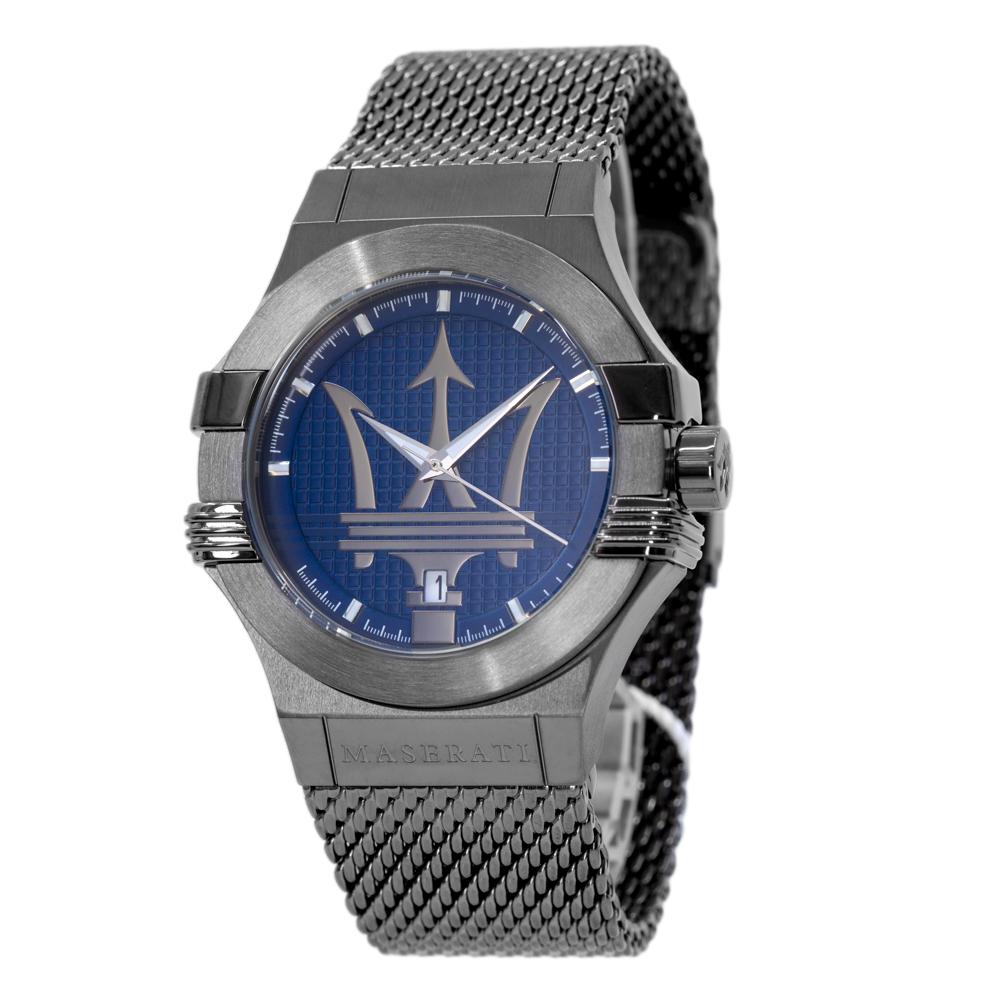  Shop Authentic Maserati Potenza Quartz Blue Dial Grey Mesh Bracelet Watch For Men - R8853108005 - Luxxuri
