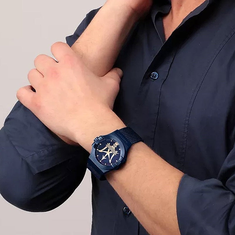  Shop Authentic Maserati Potenza Blue Dial Edition 42mm Mesh Bracelet Watch For Men - R8853108008 - Luxxuri