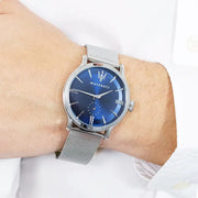  Shop Authentic Maserati Epoca Blue Dial Silver Mesh Bracelet Watch For Men - R8853118006 - Luxxuri