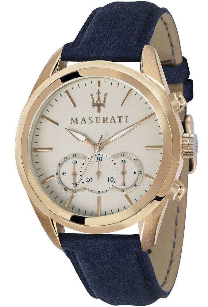  Shop Authentic Maserati Traguardo Chronograph Grey Dial Leather Strap Men's Watch - R8871612016 - Luxxuri