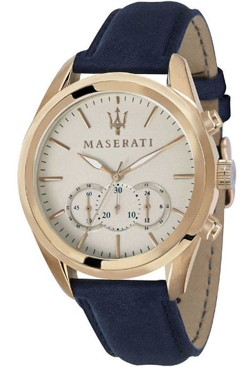  Shop Authentic Maserati Traguardo Chronograph Grey Dial Leather Strap Men's Watch - R8871612016 - Luxxuri